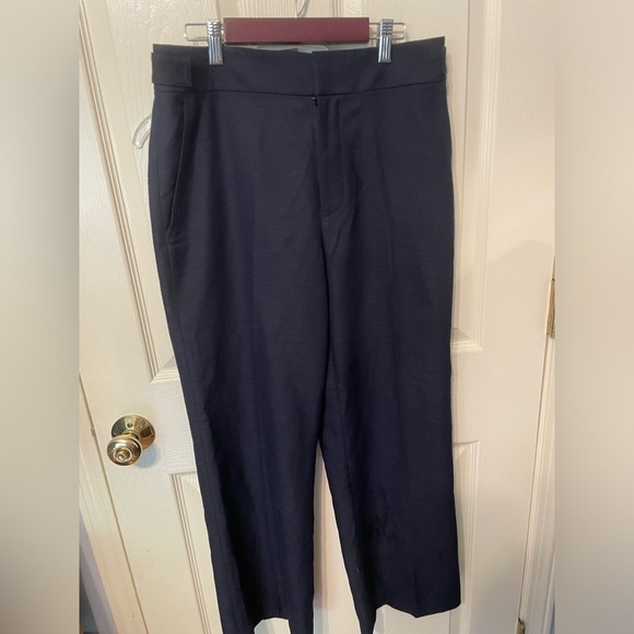 NWT Club Monaco Textured Bootcut Trousers Cotton Navy - Picture 1 of 9